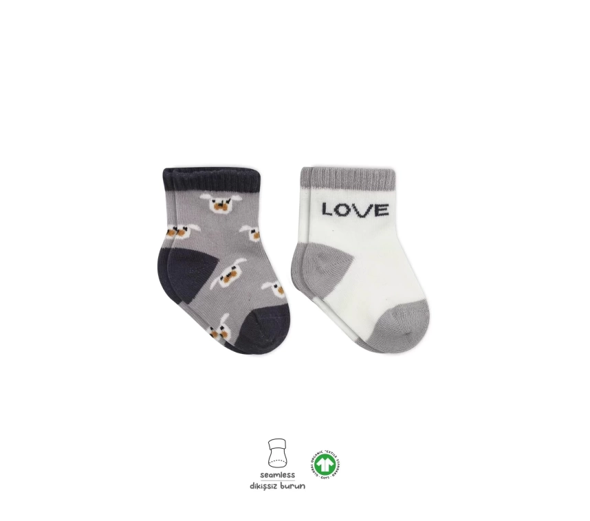 Love Dog Penye Soket Çorap 2li  Gri