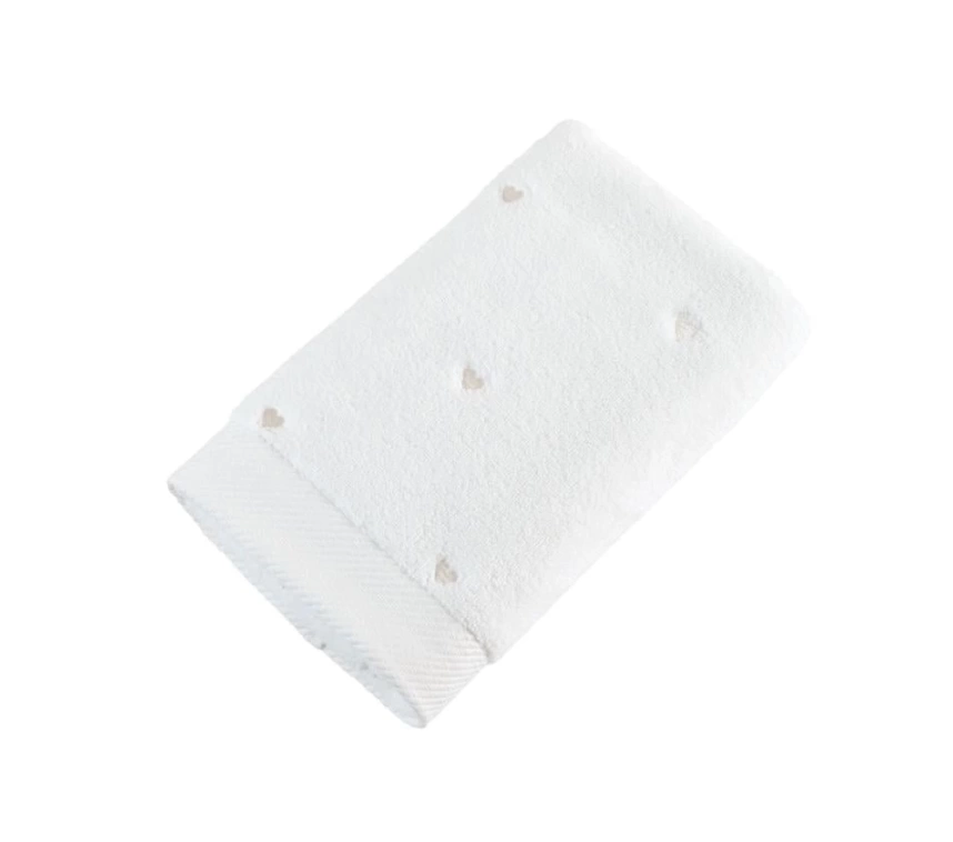 Lubow Love Beyaz Krem Nakışlı 50x90 6lı Havlu Seti