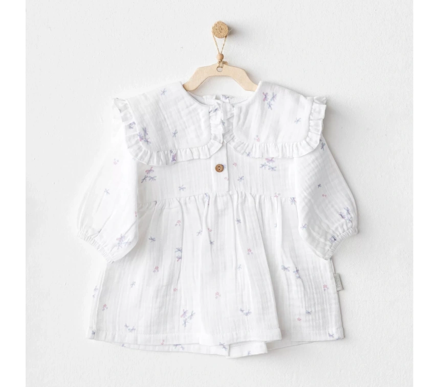 Magical Butterfly Müslin Bebek Elbise White