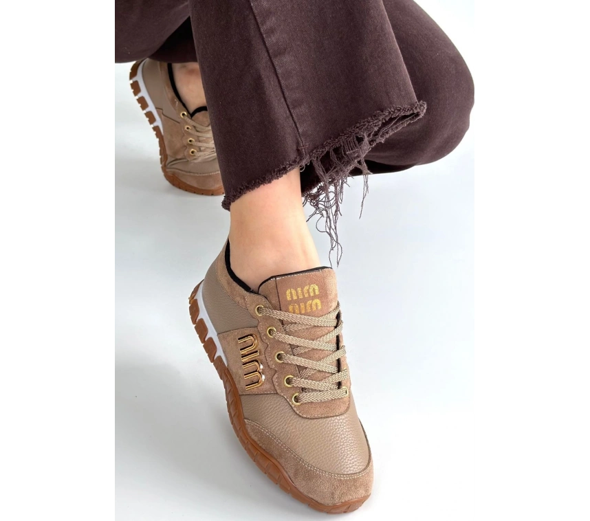 Marje Vizon Cilt Bağcıklı Spor Ayakkabı