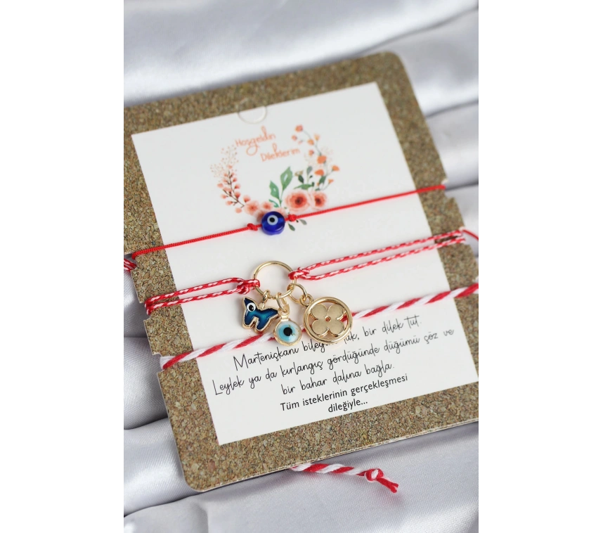 Marteniçka Bileklik 3lü Kelebek ve Yonca Model