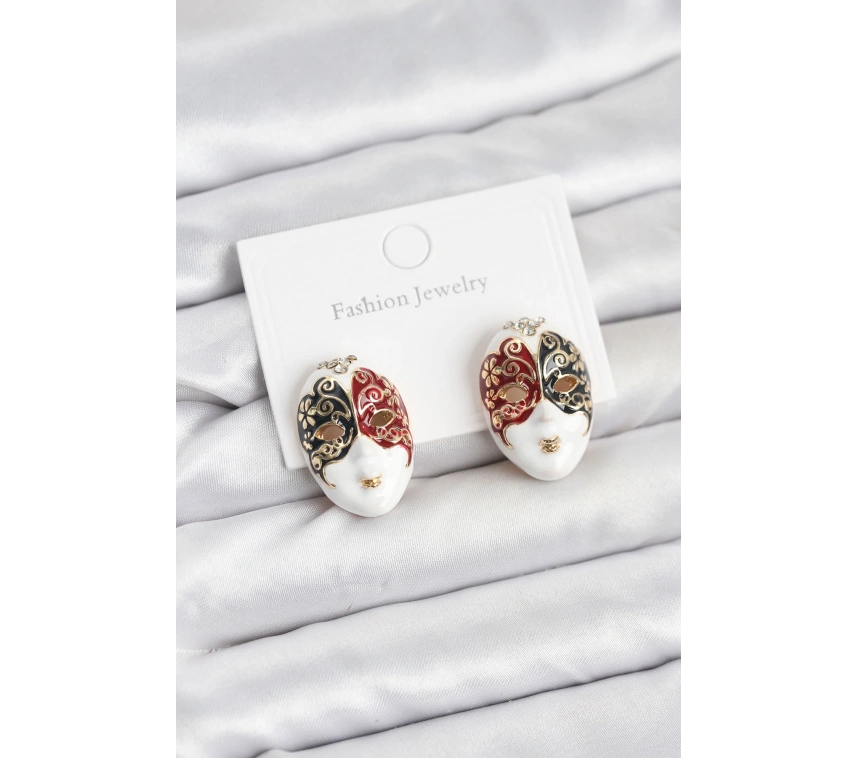 Maske Model Pirinç Kadın Küpe