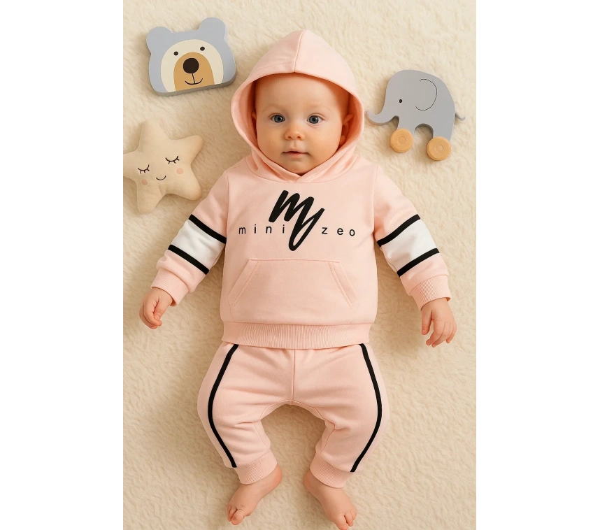 Mini Zeo Desenli Pamuklu 2li Erkek Bebek Takımı