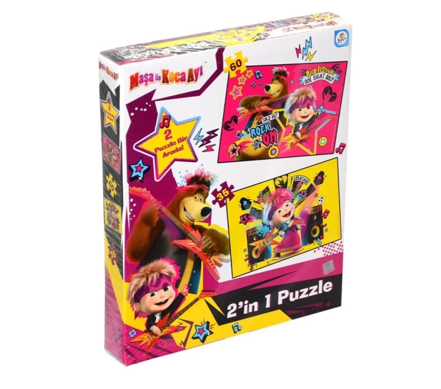 MS7579 Laço Kids Maşa ile Koca Ayı 2 Puzzle 1 Kutuda / 35+60 Parça Puzzle