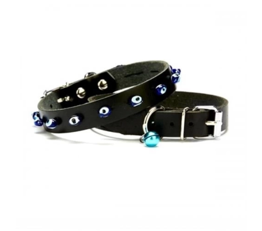 Nazar Boncuklu Kedi Ve Köpek Tasması 1x14-18 cm Siyah Xsmall