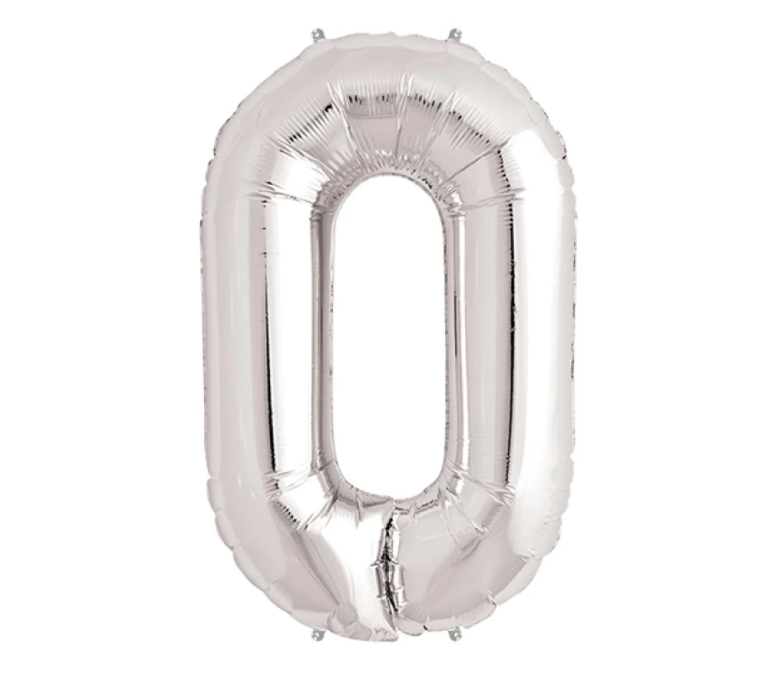 Nessiworld 0 Rakam Folyo Balon Gümüş  40 inç