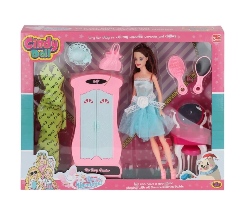 Nessiworld 02453 Cindy Doll Dolaplı Makyaj Masalı Bebek -Oydaş Oyuncak