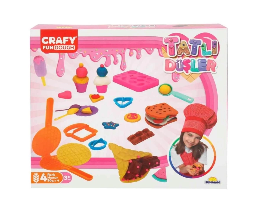 Nessiworld 3493 Crafy Tatlı Düşler Oyun Hamuru Seti 200 g 22 Parça -Sunman