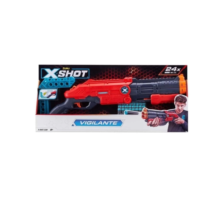 Nessiworld 36436 Zuru X-Shot Silah Sünger Atan Excel-Vigilante 24 Mermi -Sunman