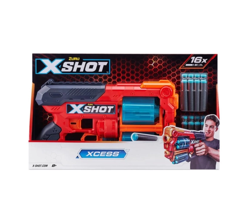 Nessiworld 36737 Zuru X Shot Sünger Atan Excel-Xcess 16 Mermili Silah
