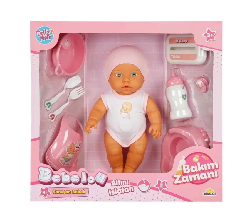 Nessiworld 3823 Bebelou Bakım Zamanı Sesli Gülen Ağlayan Bebek 32 cm -Sunman