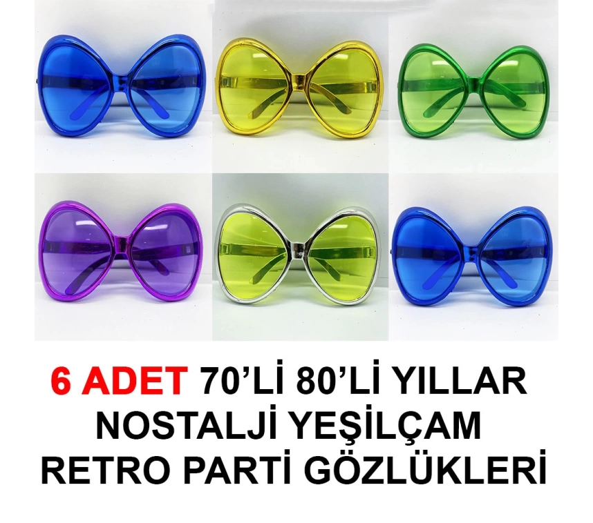 Nessiworld 70li 80li Yıllar Nostalji Yeşilçam Retro Parti Gözlükleri 6 Adet