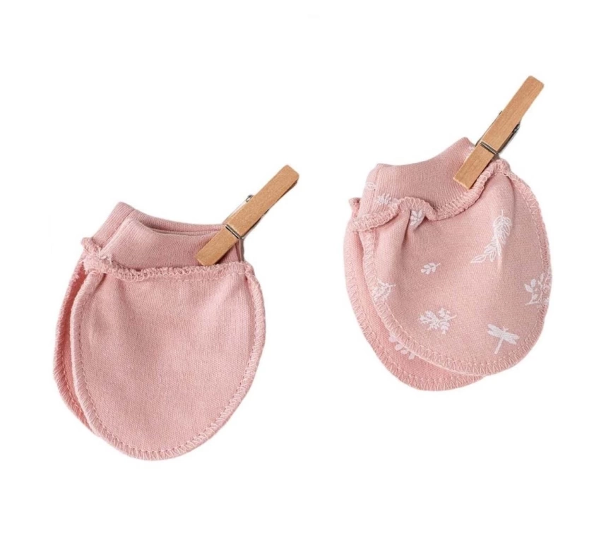 Nessiworld   AC23070 Floral 100% Organic Cotton Prematüre Eldiven Pink