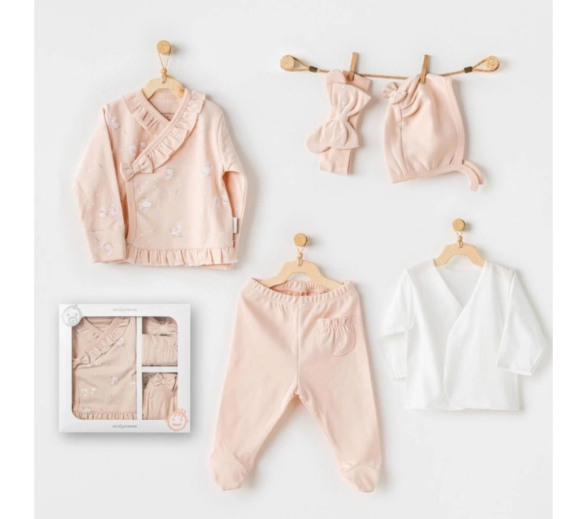 Nessiworld   AC24110 Cute Bunnies Be Sking 5 Parça Hastane Çıkışı Pink