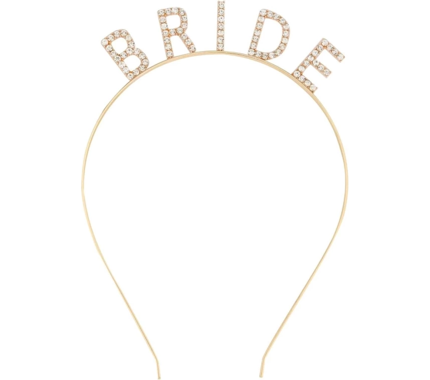 Nessiworld Altın Gold Renk Bekarlığa Veda Kristal Taş Bride Tacı İthal 16x10 cm