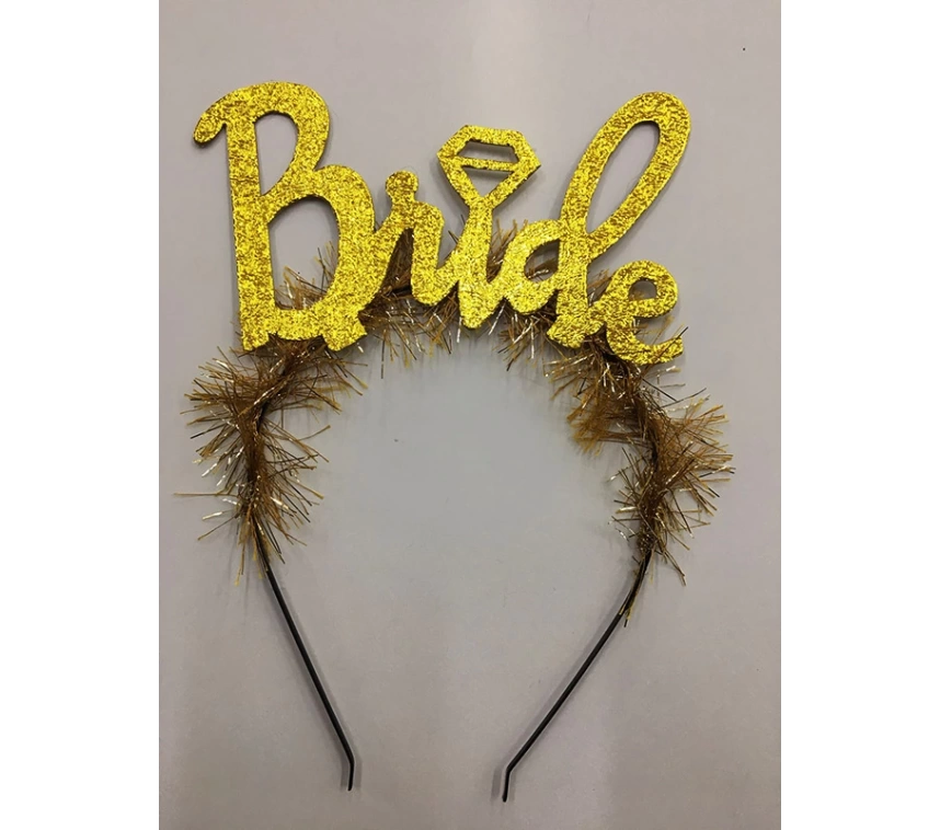 Nessiworld Altın Renk Bekarlığa Veda İtalik Yazı Alyanslı Bride Taç