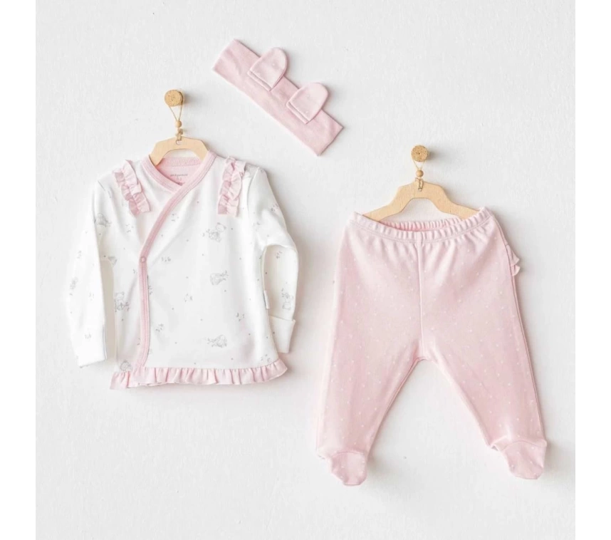 Nessiworld Andywawa AC25647 Cuddly Bunny Bear 3Lü Zıbın Set Pink