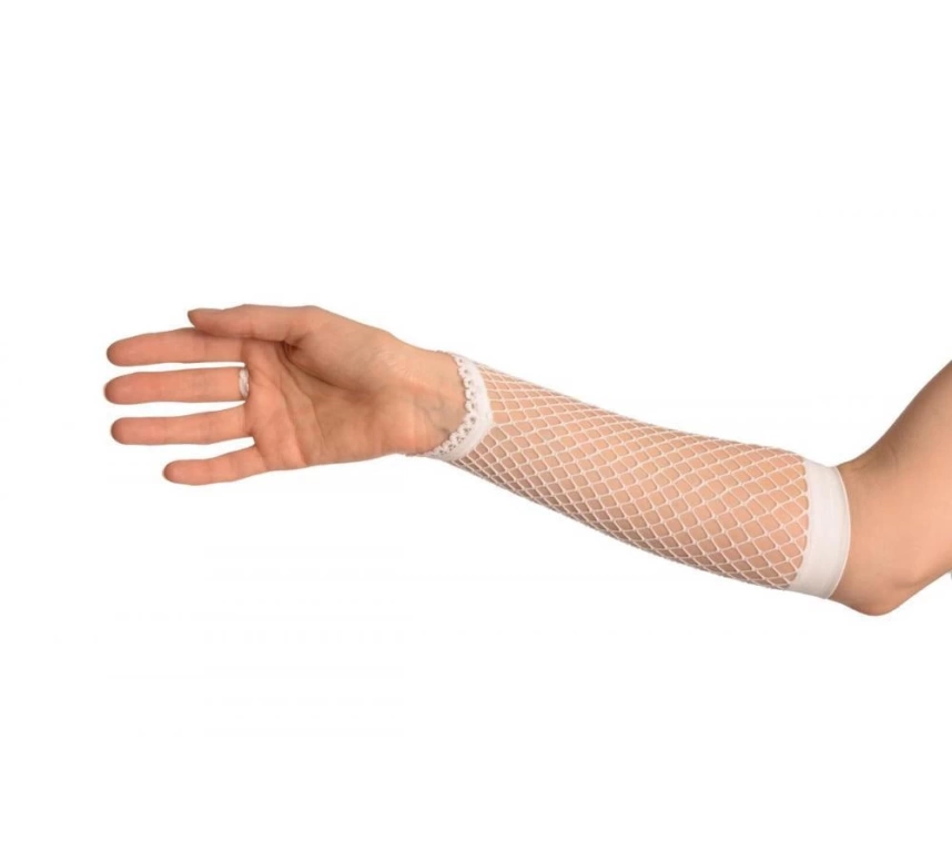 Nessiworld Beyaz Renk Parmak Arası File Örgü Eldiven 26 cm