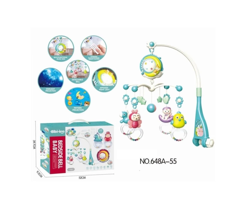 Nessiworld BIB-648A-55 -Vardem Işıklı Müzikli Kumandalı Mavi Bebek Dönencesi