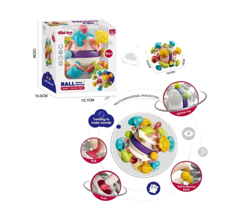 Nessiworld BIB6034-Vardem 6 in 1 Diş Kaşıyıcılı Bebek Topu