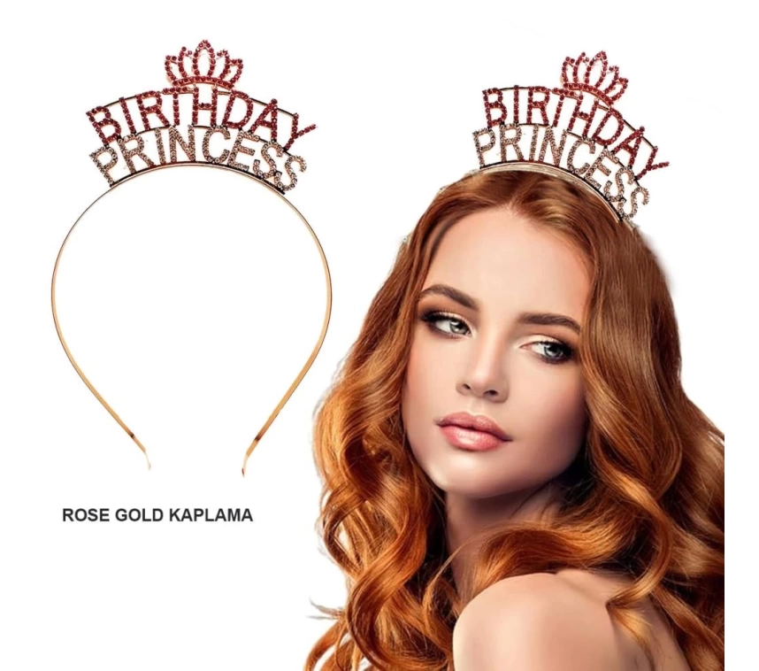 Nessiworld Birthday Princess Kristal Taç – Rose Gold Kaplama