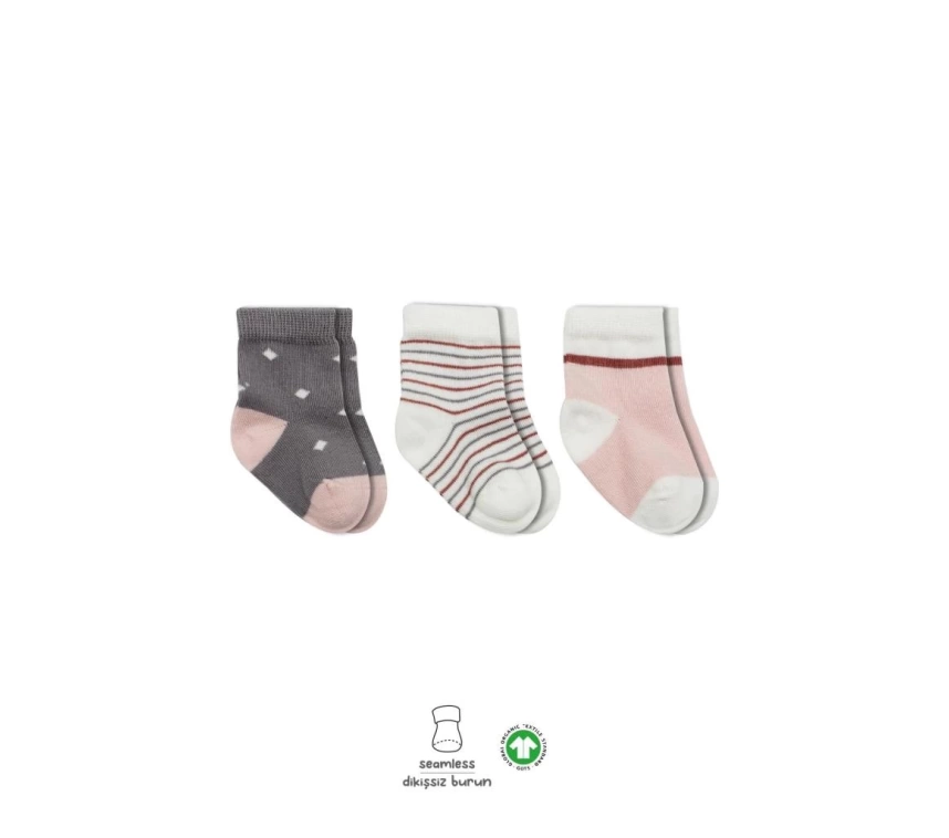 Nessiworld  Bistyle 3Lü Penye Kız Soket Çorap BS10112 Gri