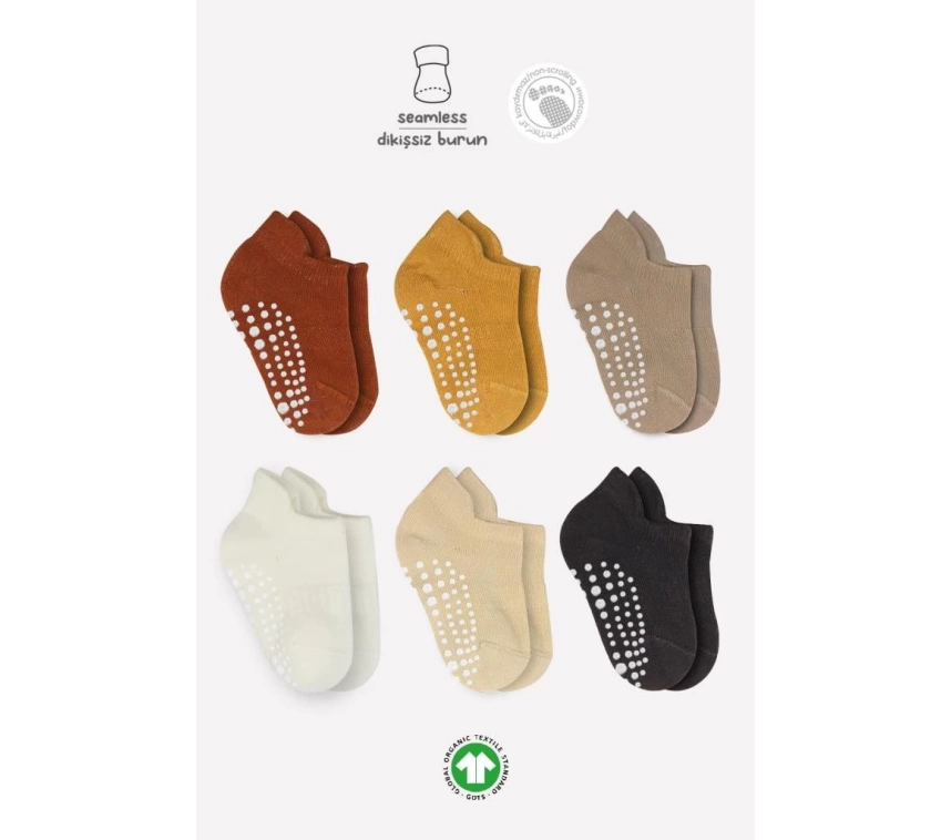 Nessiworld Bistyle 6Lı Sneakers Kaymaz Penye Çorap BS20102 Toprak