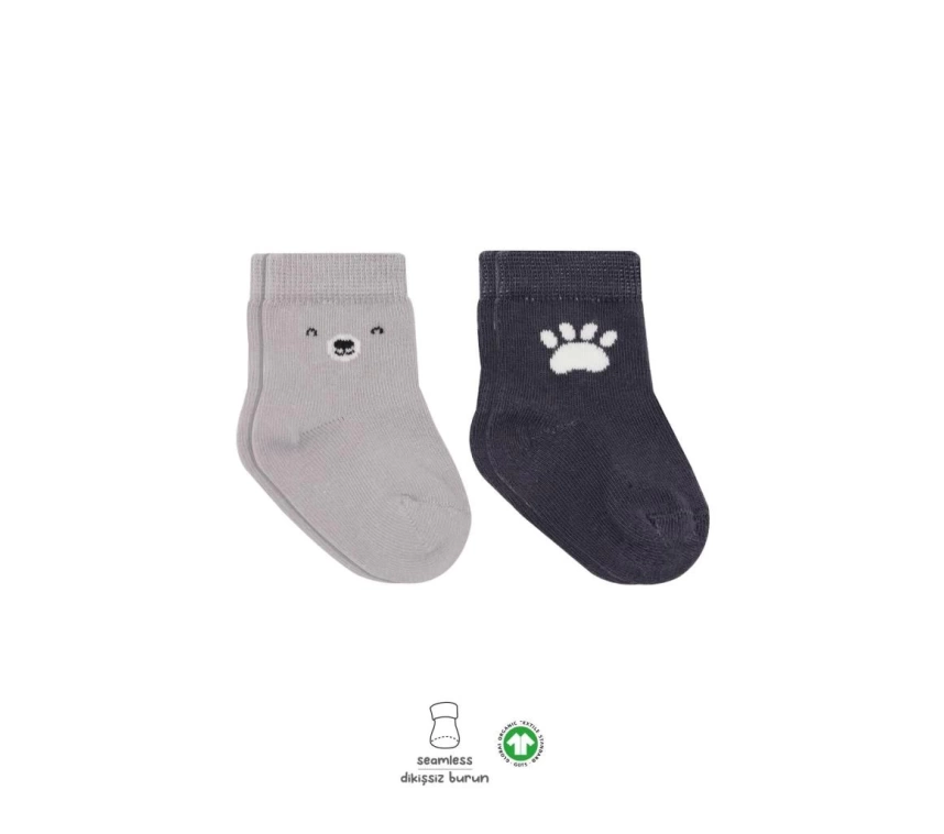 Nessiworld Bistyle Bear Penye Soket Çorap 2Li BS10116 Gri