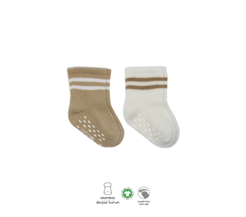 Nessiworld Bistyle Çemberli Kaymaz Soket Çorap 2Li BS10125 Bej-Ekru