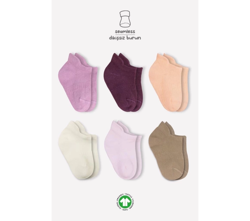 Nessiworld Bistyle Mix Penye Sneakers Çorap 6Lı BS20101M Gül Kurusu