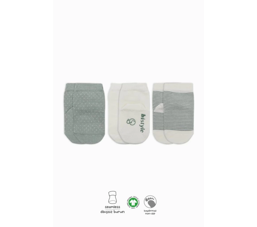 Nessiworld Bistyle Puanlı Kaymaz Penye Soket Çorap 3Lü BS10108 Nil