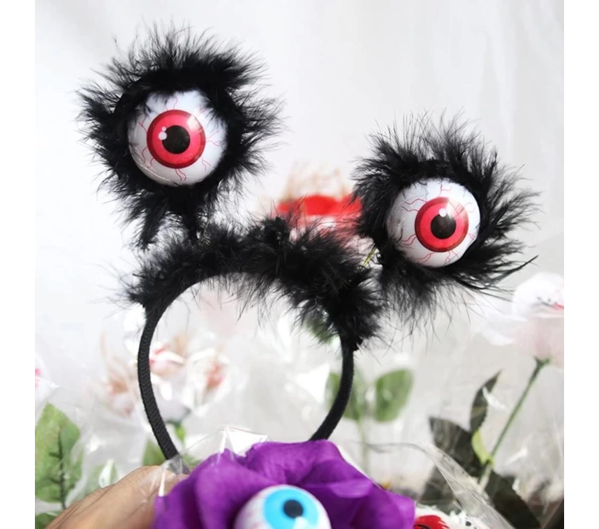 Nessiworld Cadılar Bayramı Halloween Otrişli Sallanan Gözlü Parti Tacı