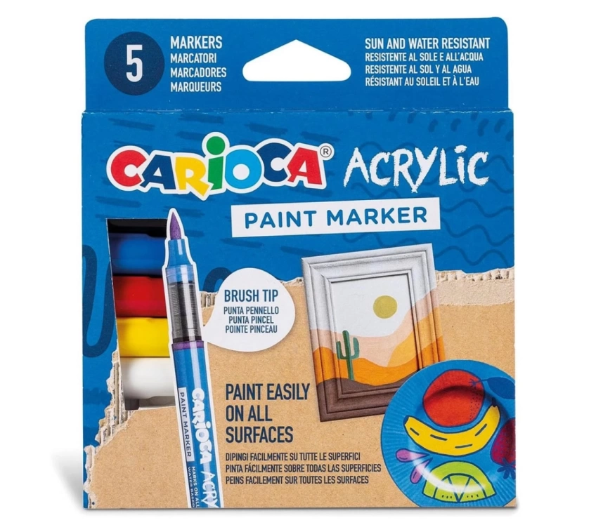 Nessiworld Carioca Akrilik Paint Marker Su Bazlı Fırça Uçlu 5li