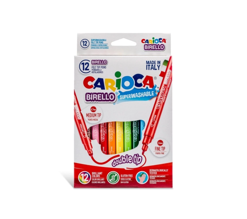 Nessiworld Carioca Birello Süper Yıkanabilir Çift Taraflı Keçeli Boya Kalemi 12Li