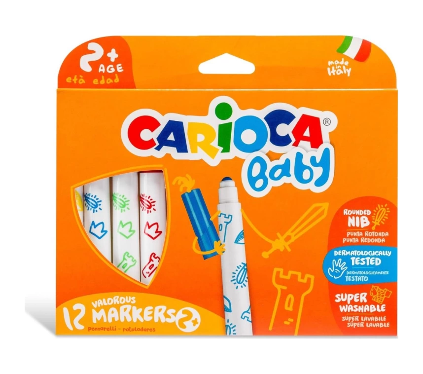 Nessiworld Carioca Jumbo Bebek Süper Yıkanabilir Keçeli Boya Kalemi 12Li