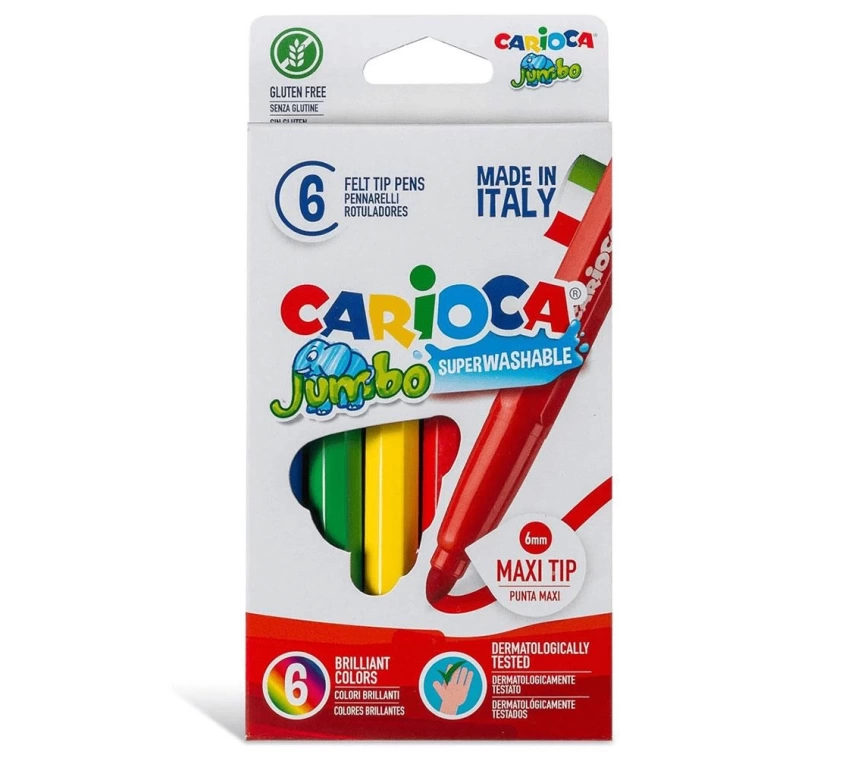 Nessiworld Carioca Jumbo Süper Yıkanabilir Keçeli Boya Kalemi 6Lı