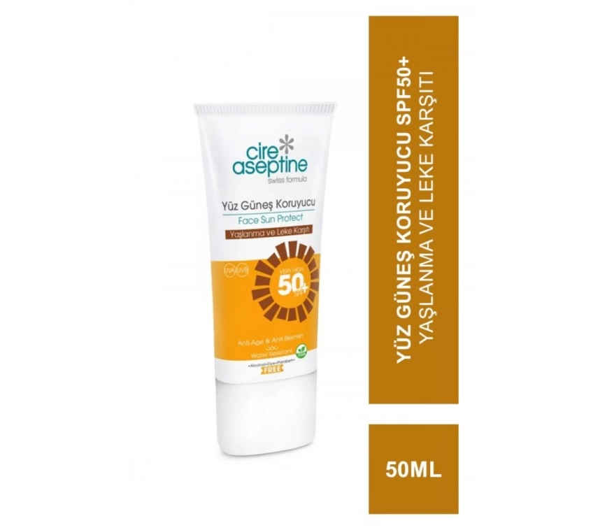 Nessiworld Cire Aseptine Sun Yüz Güneş Koruyucu Yaşlanma ve Leke Karşıtı Krem 50 SPF 50ml