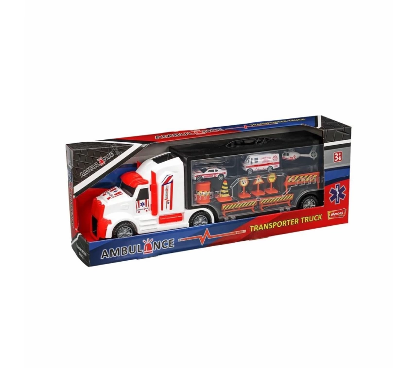 Nessiworld  ERN-877 Heroes Toys Çantalı Ambulans Taşıyıcı Tır Seti - Eren Oyuncak