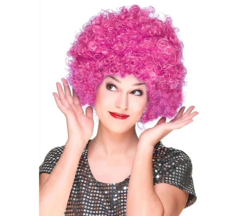 Nessiworld Fuşya Renk Kıvırcık Afro Bonus Peruk Saç Parti Peruğu