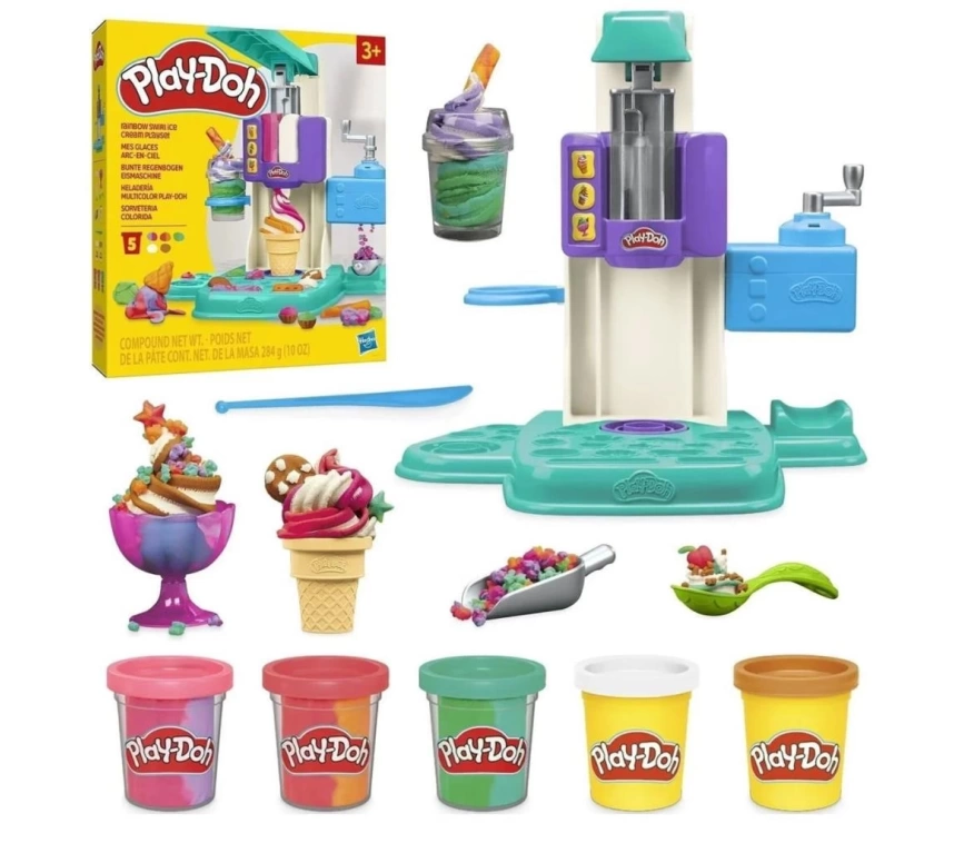 Nessiworld  G0028 Play-Doh Gökkuşağı Dondurma Makinesi Oyun Seti+3 yaş