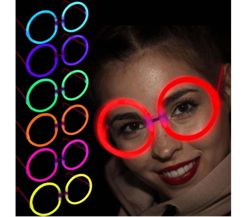 Nessiworld   Glow Stick Yuvarlak Gözlük - Glow Partisi Gözlükleri - Glow Stick Gözlük 12 Adet