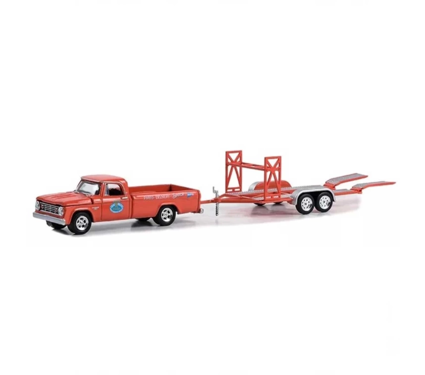 Nessiworld Greenlight 1/64 1967 Dodge D-100 with Tandem Car Trailer