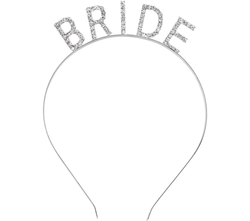 NessiWorld Gümüş Renk Bekarlığa Veda Kristal Taş Bride Tacı İthal 16x10 cm