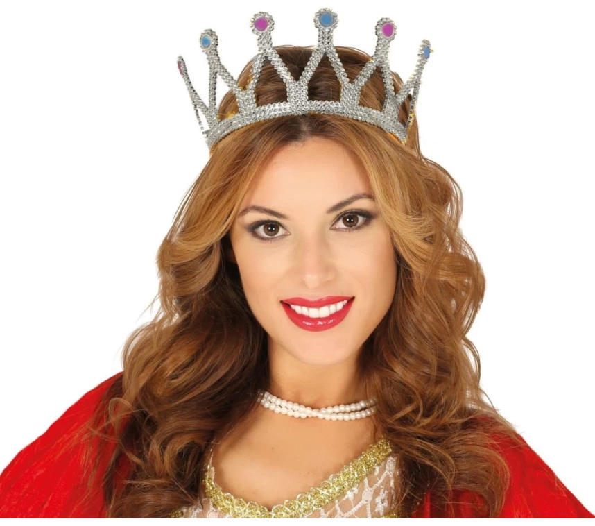 Nessiworld Gümüş Renk Çocuk ve Yetişkin Uyumlu Kraliçe Tacı Prenses Tacı 8X25 cm