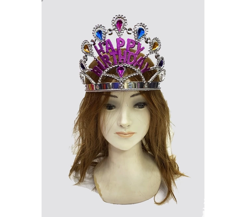Nessiworld Gümüş Renk Happy Birthday Yazılı Doğum Günü Tacı 60 cm