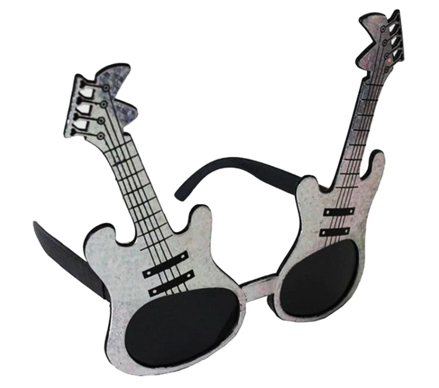 Nessiworld Gümüş Renk Rockn Roll Gitar Şekilli Parti Gözlüğü 15x15 cm