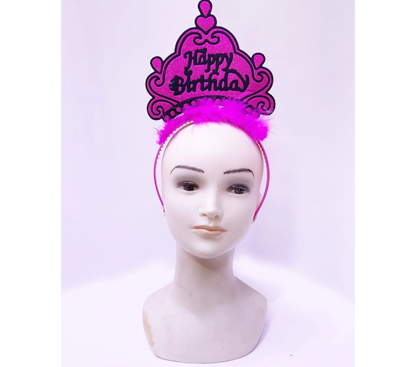 Nessiworld Happy Birthday Neon Fuşya Renk Doğum Günü Tacı 24x15 cm