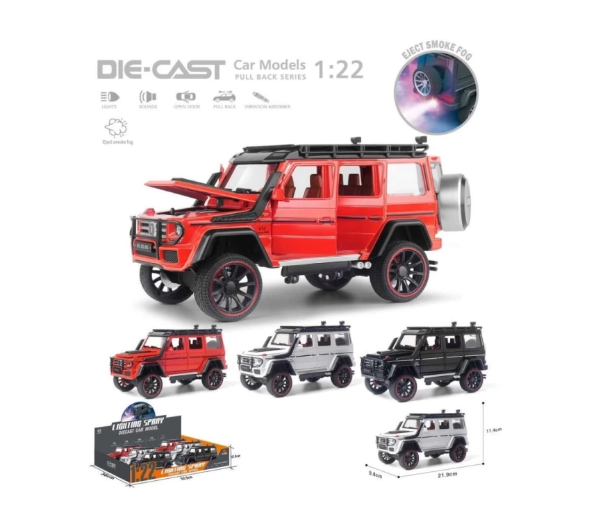 Nessiworld HCL-501A Çek Bırak 1:22 Sesli Ve Işıklı Buharlı G-Lüx Metal Jeep