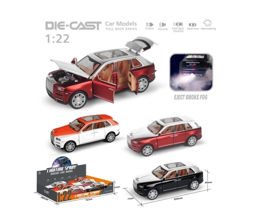 Nessiworld HCL-806PA Çek Bırak 1:22 Sesli Ve Işıklı Buharlı RR-Lüx Metal Jeep
