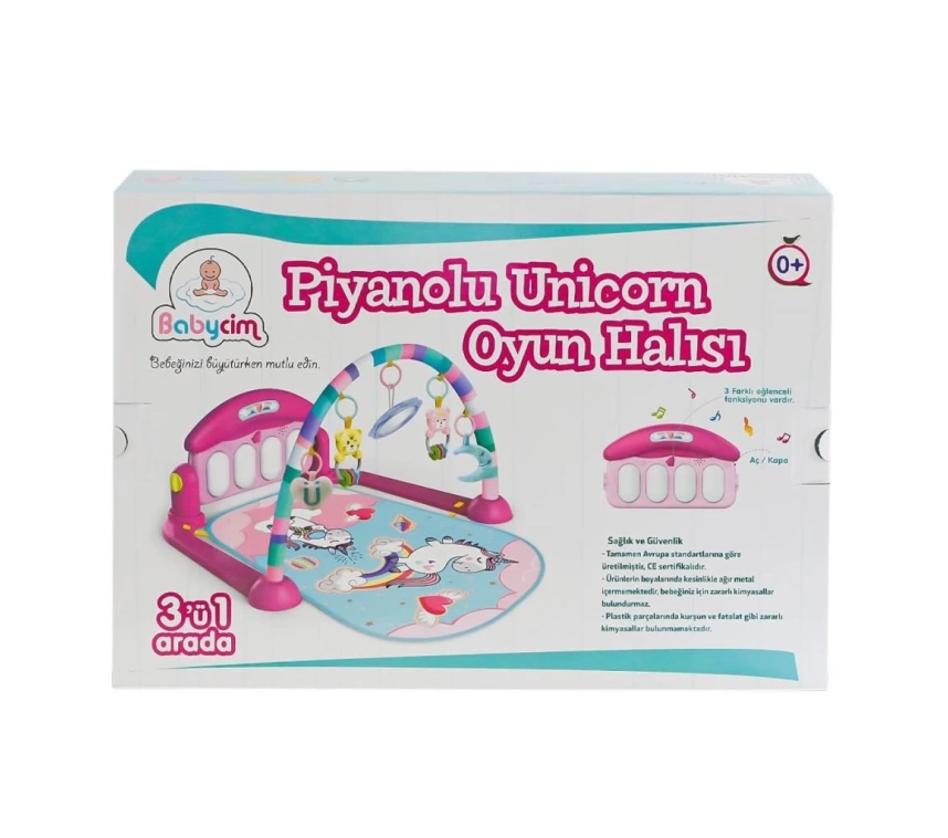 Nessiworld  HE0632 HE0639 Pink Babycim Unicorn Pianolu Oyun Halısı -Birliktoys